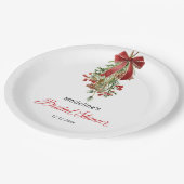 Christmas Mistletoe Red Bow Bridal Shower Papieren Bordje (Gekanteld)