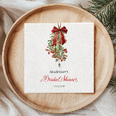 Christmas Mistletoe Red Bow Bridal Shower Servet