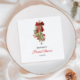 Christmas Mistletoe Red Bow Bridal Shower Servet