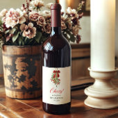Christmas Mistletoe Red Bow Bridal Shower Wijn Etiket