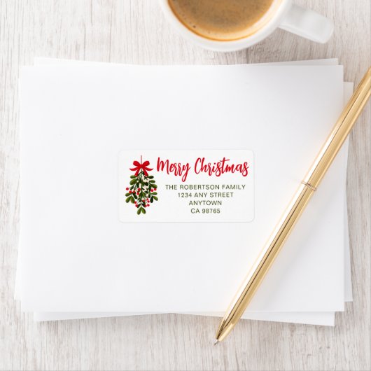 Christmas mistletoe red bow etiket (Insitu)