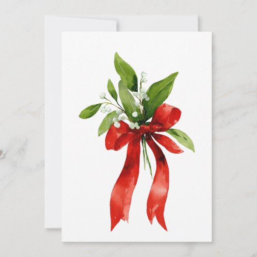 Christmas Mistletoe Red Bow Miss to Mrs Bridal Kaart (Achterkant)