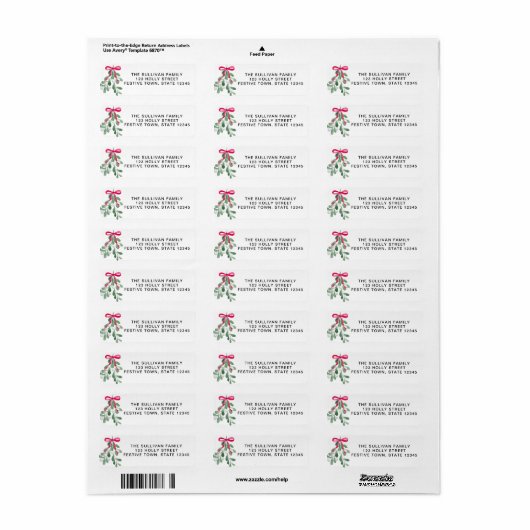Christmas Mistletoe Return Address  Etiket (Full Sheet)
