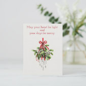 Christmas Mistletoe, watercolor Christmas  Feestdagenkaart (Staand voorkant)