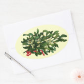CHRISTMAS MISTLETOES MET RODE RIBBON OVALE STICKER (Envelop)