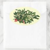 CHRISTMAS MISTLETOES MET RODE RIBBON OVALE STICKER (Tas)