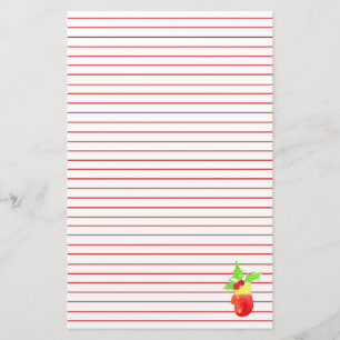 Christmas Mitten Holly Red Lined Briefpapier