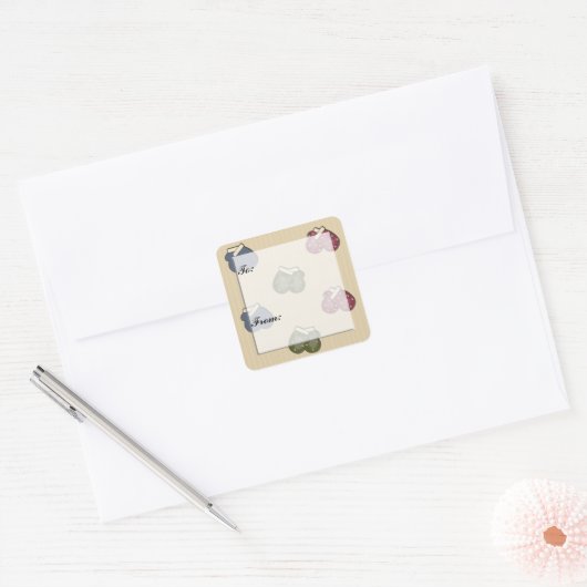 Christmas Mittens Gift Label Sticker (Envelop)