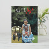 Christmas Modern Alle vreugde Foto gepersonaliseer Kaart (Staand voorkant)