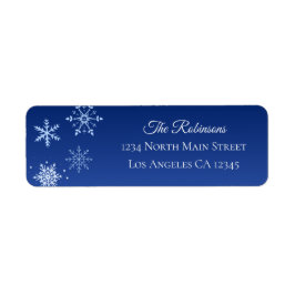 Christmas Modern Blue Snowflake Address Etiket