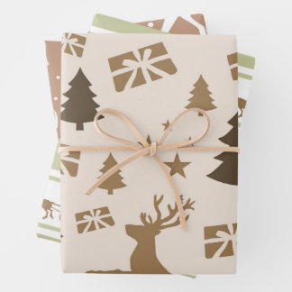 Christmas Modern Pastel Patterns Trio Inpakpapier Vel
