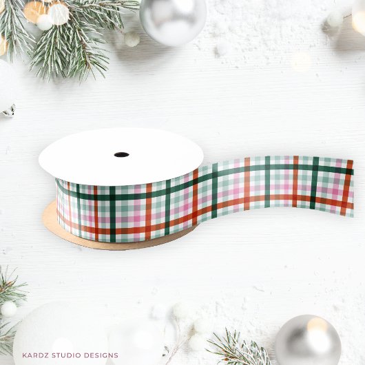 Christmas Modern Plaid Satijnen Lint