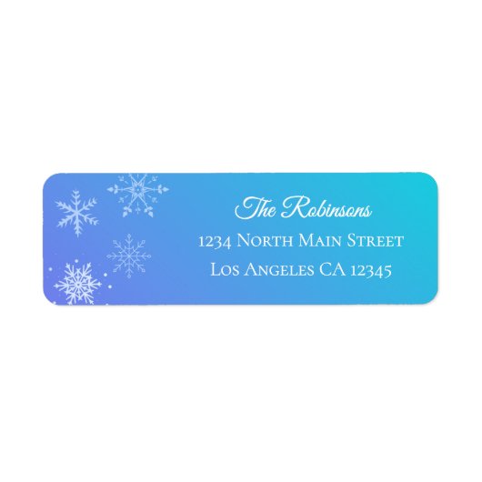 Christmas Modern Purple Blue Snowflake Address Etiket (Voorkant)
