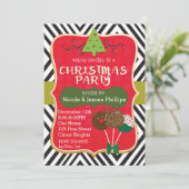 Christmas Modern Tree & Cake Poppen Uitnodigingen (Staand voorkant)