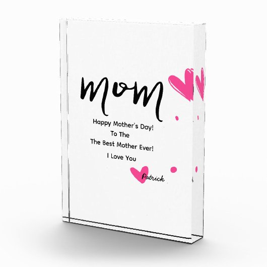 Christmas Moederdag Photo Block - Roze harten! Fotoblokken (Rechts)