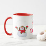 Christmas Mok-Snowman-Feliz Navidad Mok<br><div class="desc">Keramische koffie/thee/cacao mok wordt getoond met een feestelijke kerstvakantie sneeuwpop art print met "Feliz Navidad" [Vrolijk kerstfeest in de Spaanse taal] in tekst. Sneeuwpopdruk aan beide kanten van de mok. Pas dit object aan of koop zoals het is.</div>