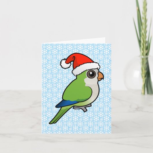 Christmas Monk Parakeet Feestdagen Kaart (Voorkant)