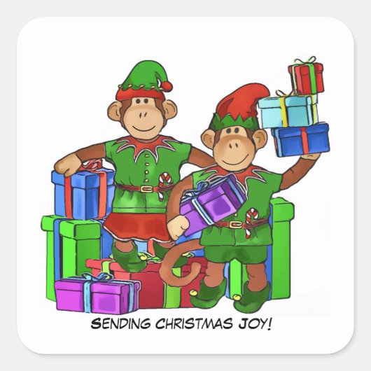 Christmas Monkey-Elf sticker (Voorkant)