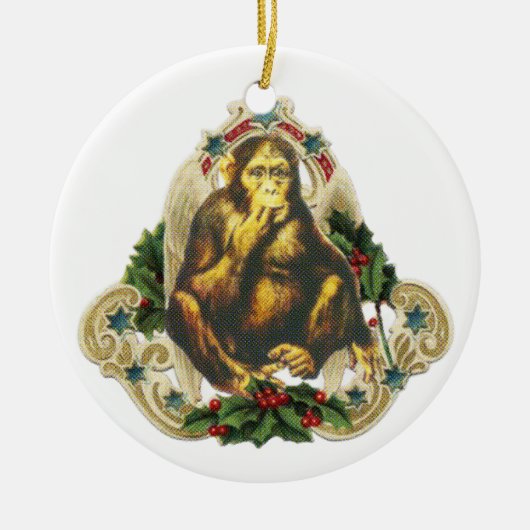 Christmas monkey keramisch ornament (Voorkant)