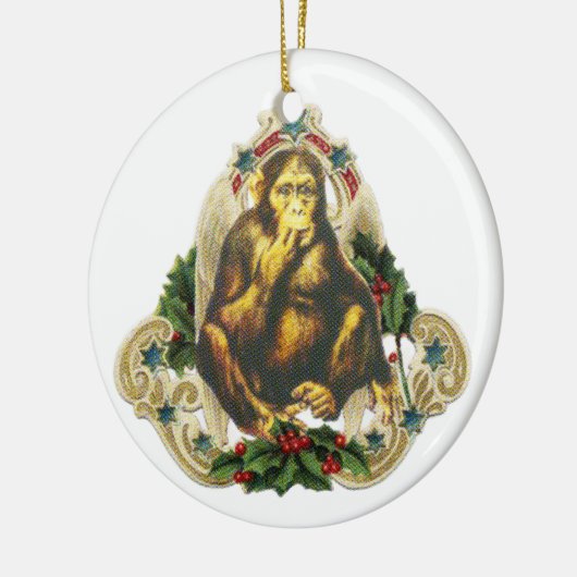 Christmas monkey keramisch ornament (Links)