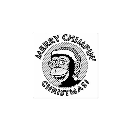 Christmas Monkey Wood Art Stamp Rubberstempel (Afrduk)