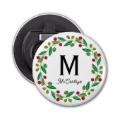 Christmas Monogram Button Flesopener (Voorkant)