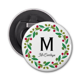 Christmas Monogram Button Flesopener