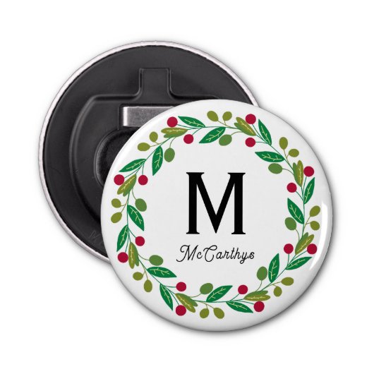 Christmas Monogram Button Flesopener (Voorkant)