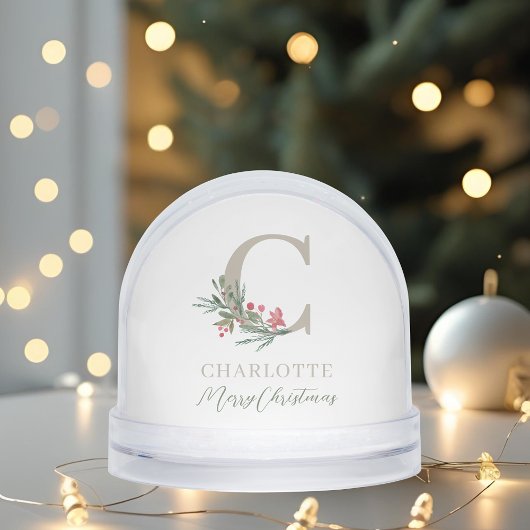 Christmas Monogram Custom Baby Photo Holiday Sneeuwbol