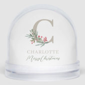 Christmas Monogram Custom Baby Photo Holiday Sneeuwbol (Voorkant)