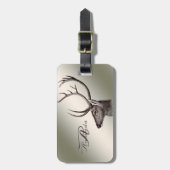 Christmas Monogram Floral Reindeer Golden Winter Bagagelabel (Voorkant verticaal)