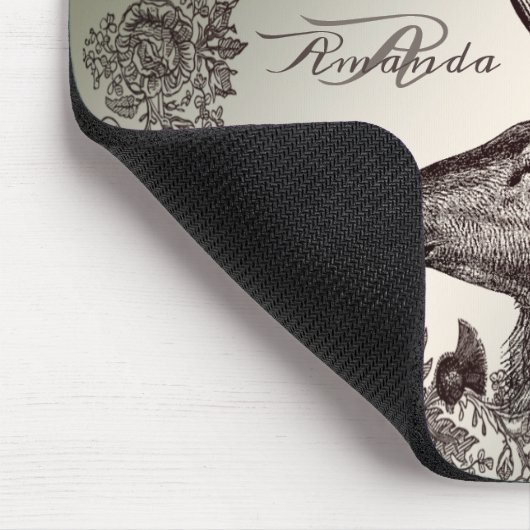 Christmas Monogram Floral Reindeer Golden Winter Muismat (Hoek)