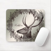 Christmas Monogram Floral Reindeer Golden Winter Muismat (Met muis)