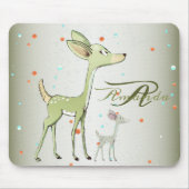 Christmas Monogram Green Deers Holidays Cute Muismat (Voorkant)