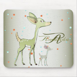Christmas Monogram Green Deers Holidays Cute Muismat
