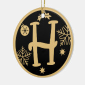Christmas Monogram Letter H Gold Black Keramisch Ornament (Links)