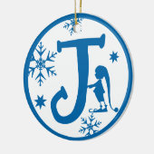 Christmas Monogram Letter J Blue White Keramisch Ornament (Links)