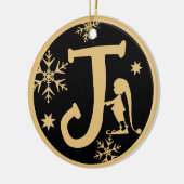 Christmas Monogram Letter J Gold Black Keramisch Ornament (Links)