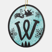 Christmas Monogram Letter W Black Blue Glitter Keramisch Ornament (Links)