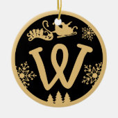 Christmas Monogram Letter W Gold Black Keramisch Ornament (Voorkant)