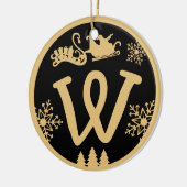 Christmas Monogram Letter W Gold Black Keramisch Ornament (Links)