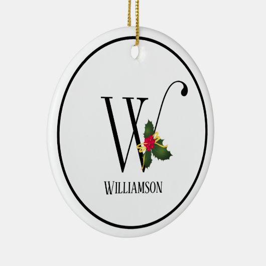 Christmas Monogram Letter W Personalized Keramisch Ornament (Rechts)