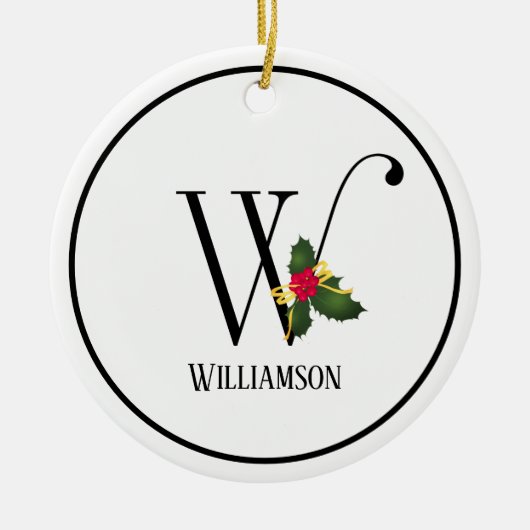 Christmas Monogram Letter W Personalized Keramisch Ornament (Voorkant)