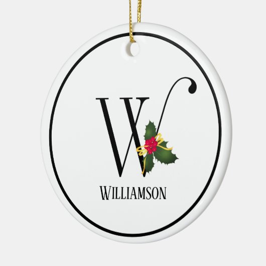 Christmas Monogram Letter W Personalized Keramisch Ornament (Links)