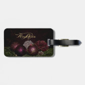 Christmas Monogram Pink Ornament Green Black Bagagelabel (Achterkant horizontaal)