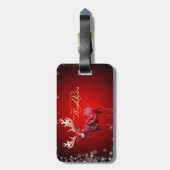 Christmas Monogram Red Reindeer Winter Holidays Bagagelabel (Achterkant verticaal)