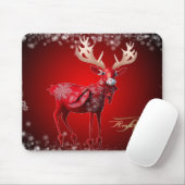Christmas Monogram Red Reindeer Winter Holidays Muismat (Met muis)