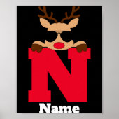 Christmas Monogram With Name Cool Pajama Poster (Voorkant)