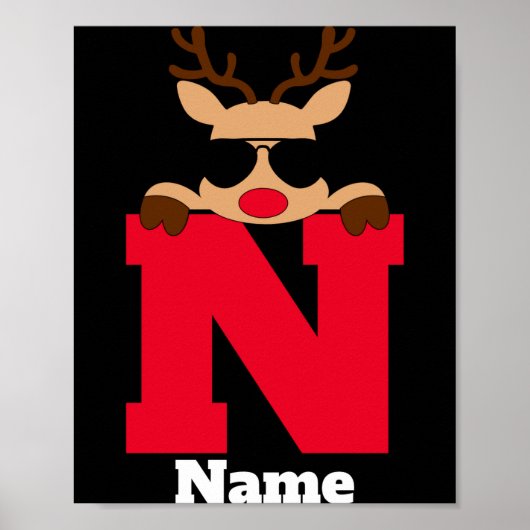 Christmas Monogram With Name Cool Pajama Poster (Voorkant)
