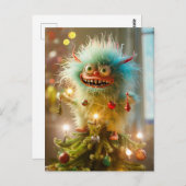 Christmas monster at Christmass tree Briefkaart (Voorkant / Achterkant)